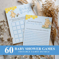 Blue Winnie the Pooh Baby Shower Games, Party Games Pack