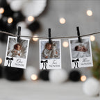 Black Bow Minimalist First Birthday Photo Banners, 1st Birthday Banner, Gender Neutral Cards 9174