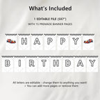 EDITABLE Racing Car Happy Birthday Banner, Fast Car Happy Birthday Banner Printable Party Templates Instant download 5987