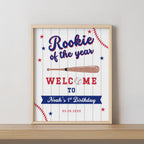 Rookie of the Year Welcome Sign, Baseball 1st Birthday Sign