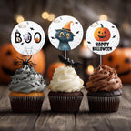 Editable Halloween Cute Costume Party Cupcake Toppers, Boo Halloween Printable Cake Toppers, Instant Download