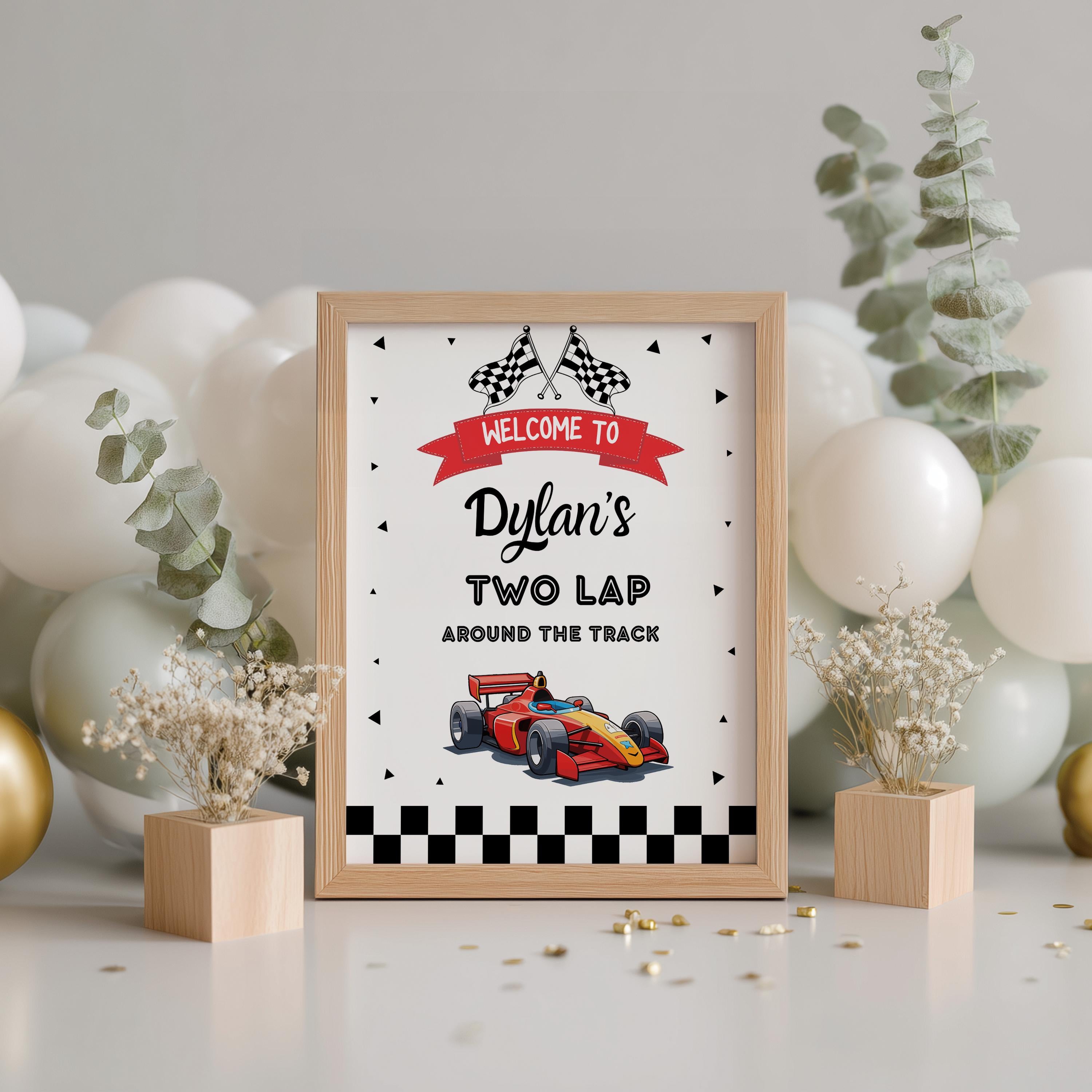 Growing Up Two Fast Welcome Sign, Racing Red Cars Sign, Car Second Birthday 9179