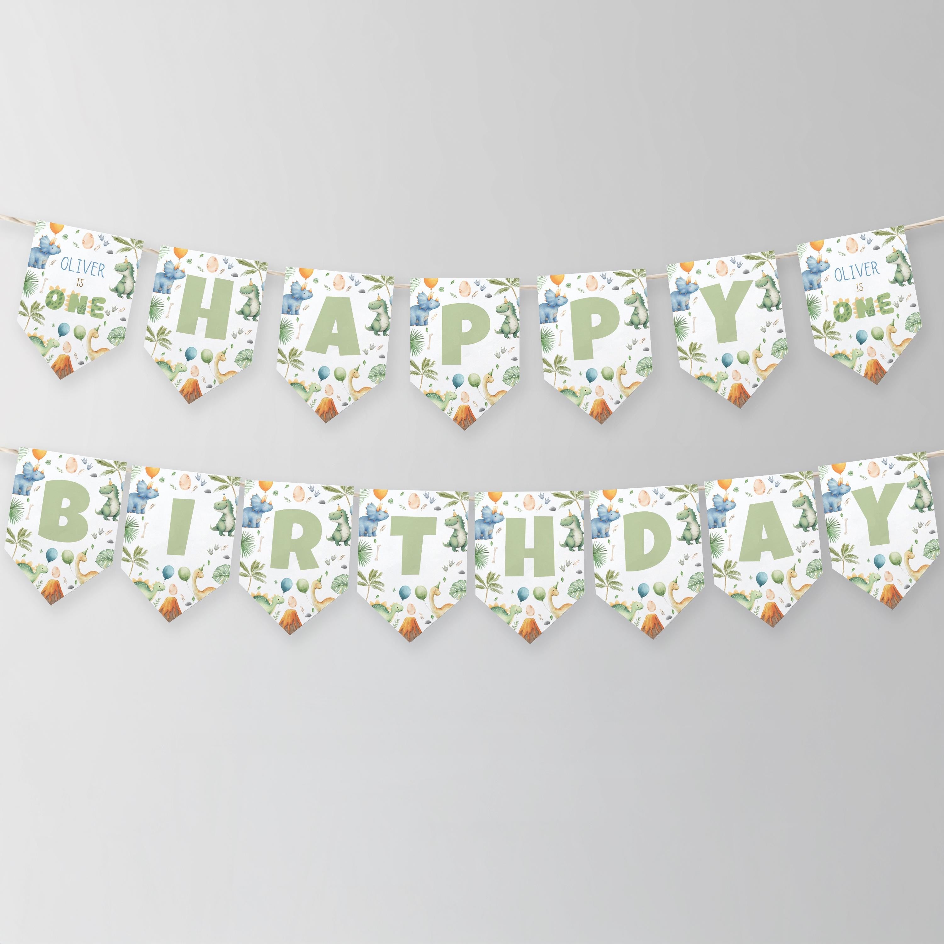 Dinosaur Happy Birthday Banner, Dinosaur Happy Birthday Banner Printable Party Templates Instant download 9165