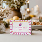 Pink Circus Food Labels, Birthday Food Label Tent Card