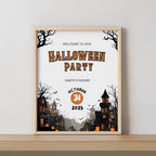 Halloween Party Welcome Sign, Halloween Party sign, Editable Template, Halloween Theme Party decorations Instant download