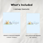 Blue Winnie the Pooh Chocolate Wrappers, Baby Shower Candy Bar Wrapper