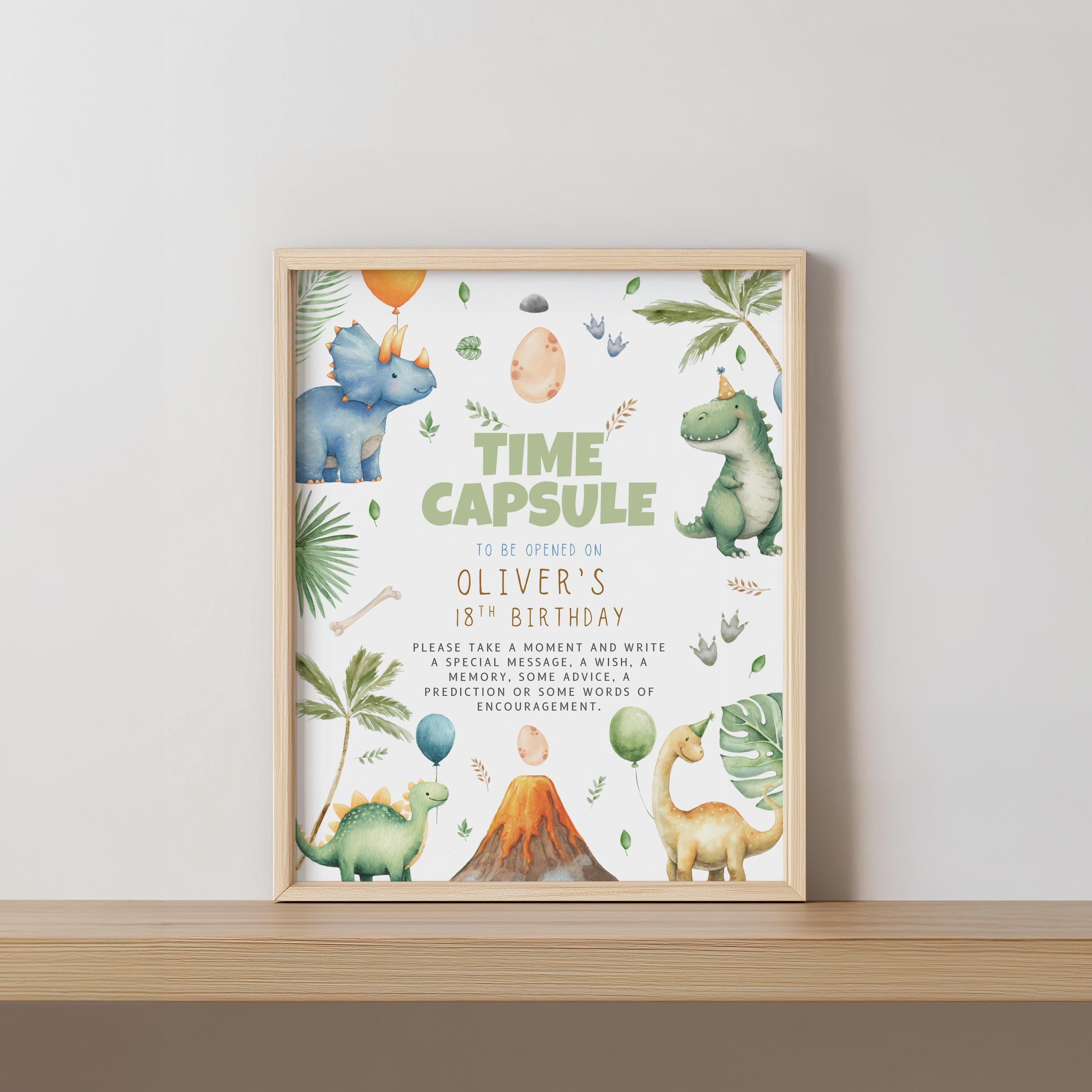 Dinosaur First Birthday Time Capsule Sign, Dinosaur 1st Birthday Time Capsule, 1st Birthday Dinosaur Decorations 9165