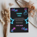 Music Neon Kpop Editable Birthday Thank You Card | Instant Download