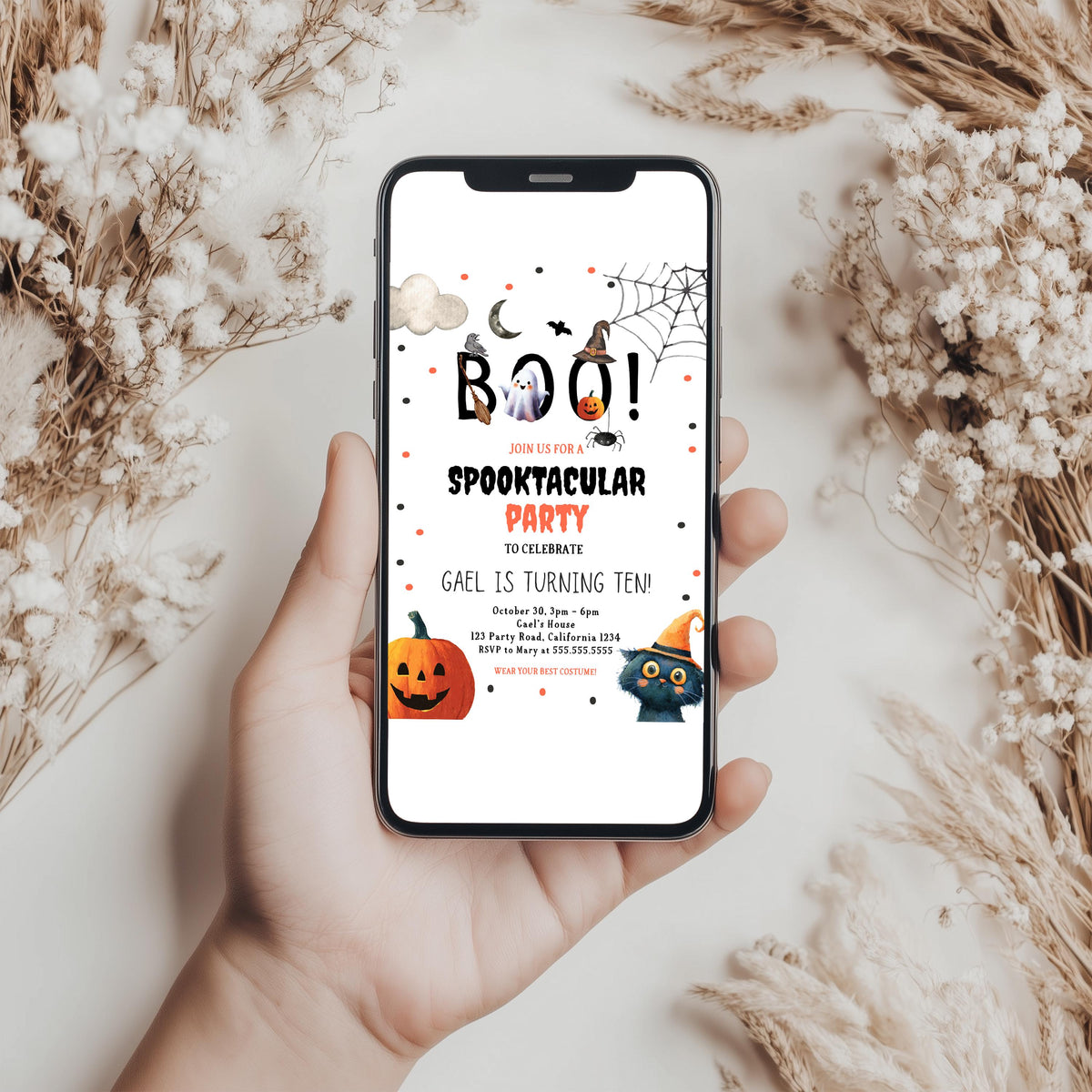 Editable Halloween Party Invitation Halloween Birthday Invitation Kids Costume Party Spooky Celebration Boy Digital Template Evite