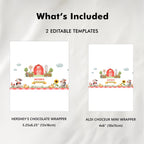 1st Birthday Little Farm Chocolate Wrappers, Barnyard Birthday Candy Bar Wrapper, Canva Template