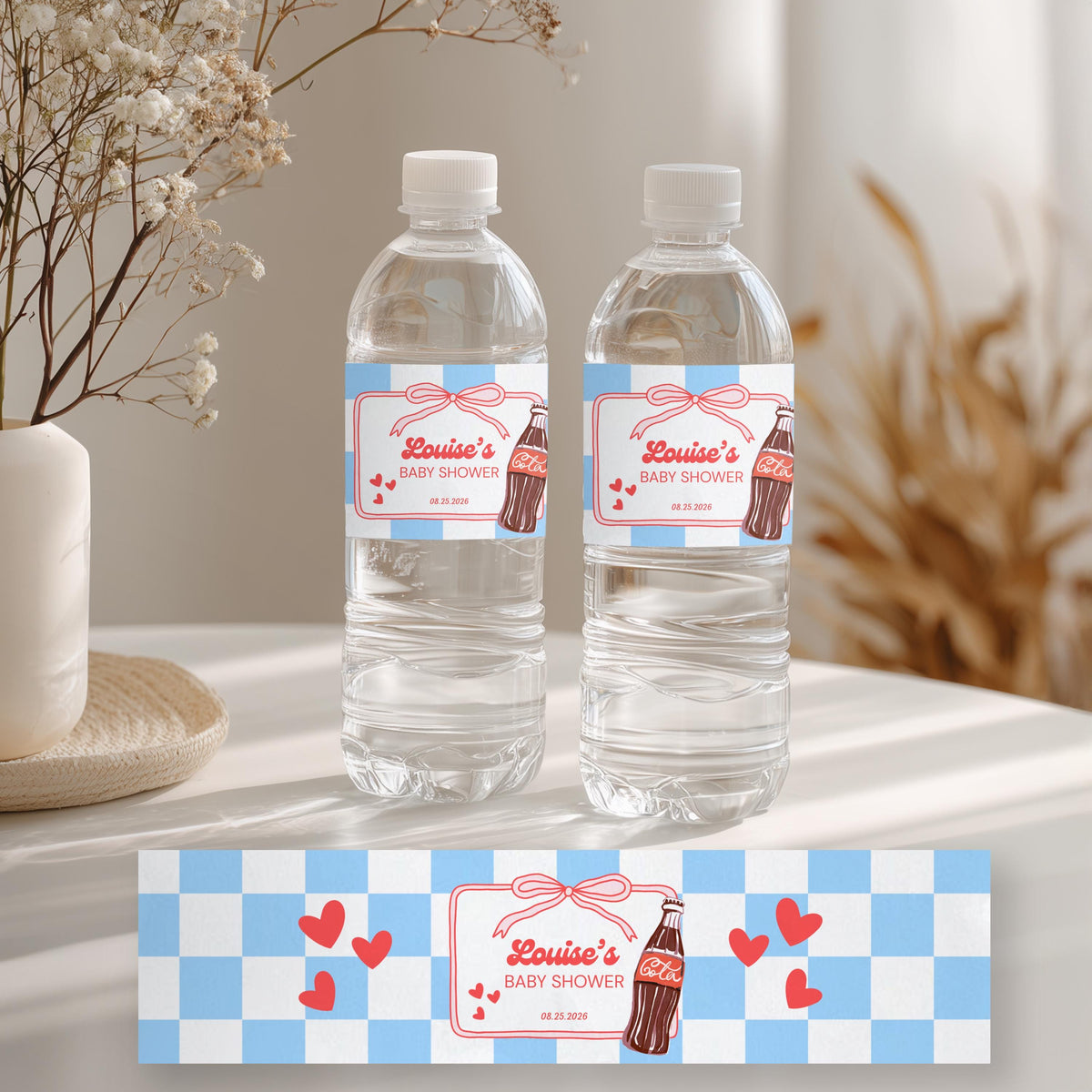 Ready to pop Water Bottle Labels, Soda Baby Shower Label