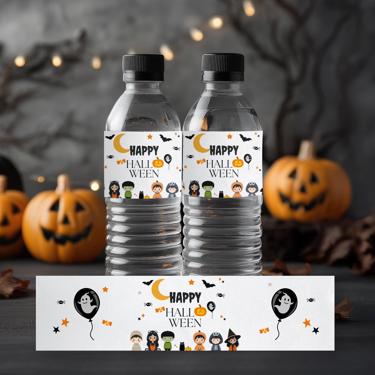 Editable Halloween Party Water Bottle Labels, Halloween Costume Party Water Bottle, Digital Download Template Printable