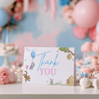 Winnie the Pooh Gender Reveal Thank You Card Template, Baby Shower Special Thanks