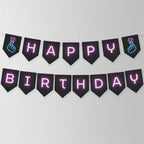 Editable Music Neon K-pop Happy Birthday Banner | Kpop Printable Birthday Party Banner | Instant Download