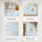 Blue Winnie the Pooh Birthday Decorations, 1st Party Bundle, Printable Party Set