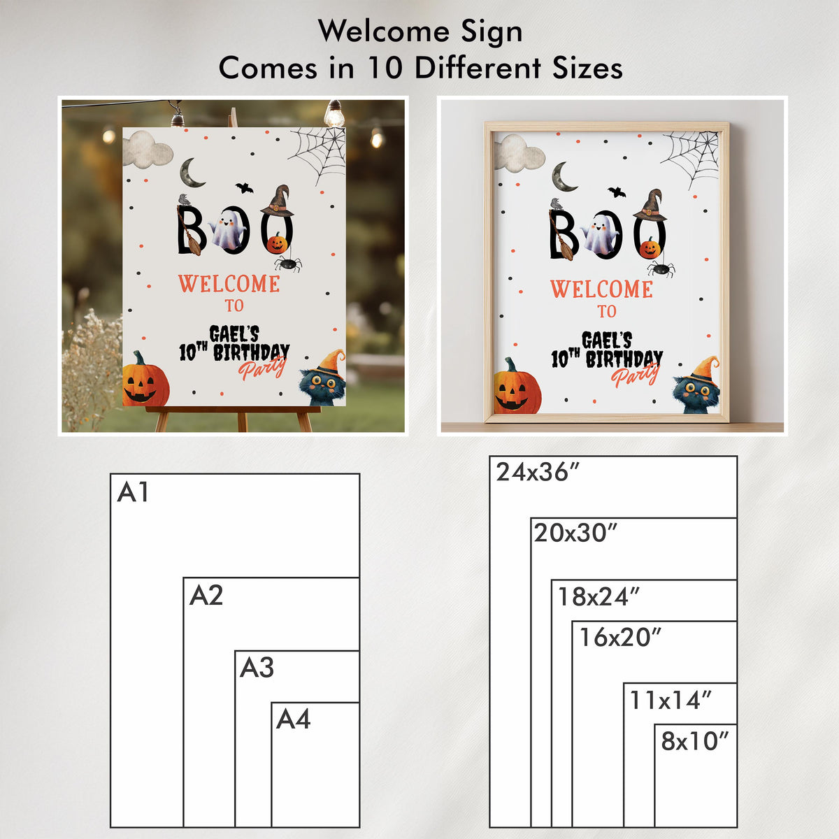 Editable Halloween Birthday Welcome Sign, Boo Halloween Party Welcome Halloween Birthday Costume Party Digital Template Printable