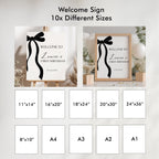 Black Bow Minimalist Modern Welcome Sign, Gender neutral, 1st Birthday Signs, 9174