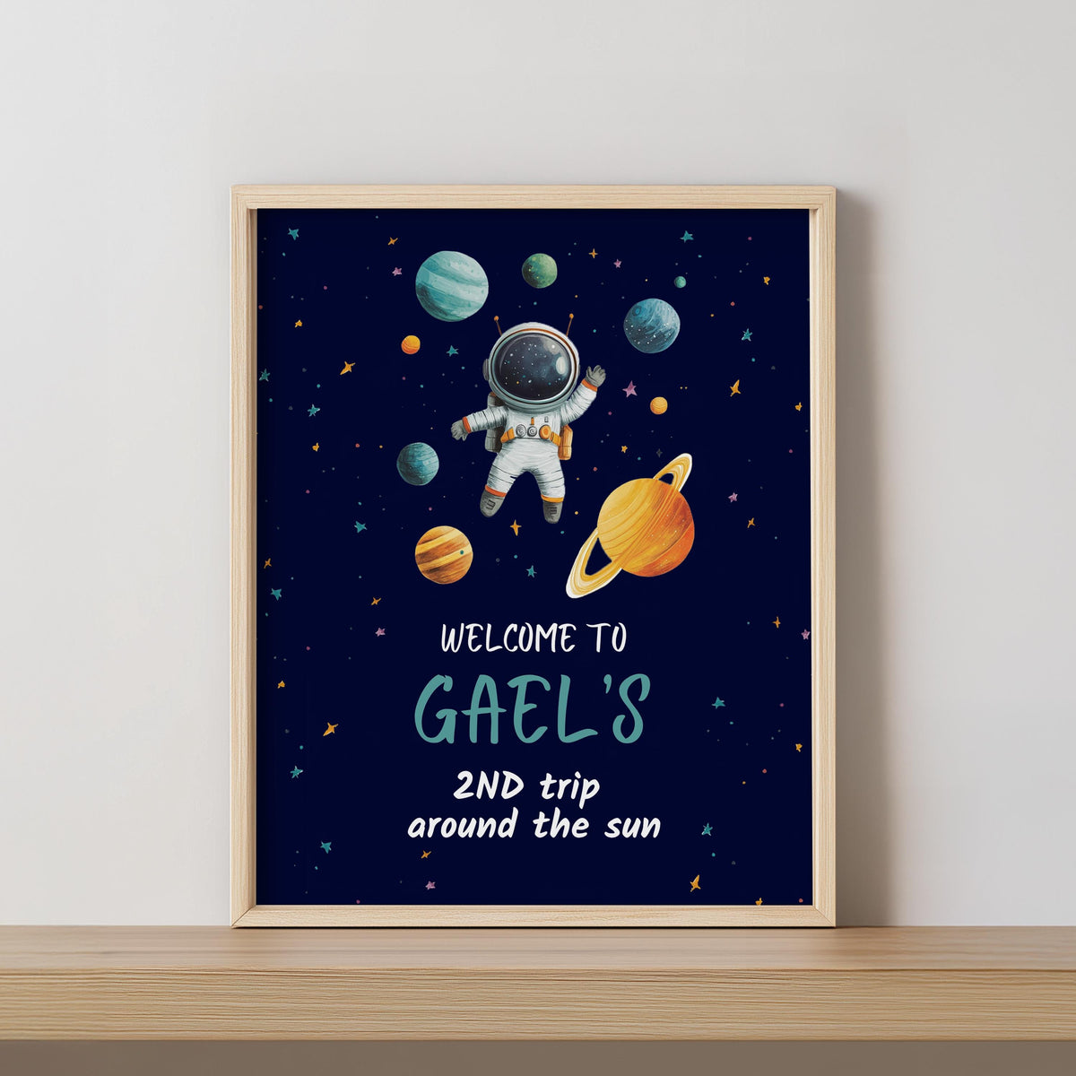Space Astronaut Birthday Welcome Sign – Second Trip Around the Sun Editable & Instant Download