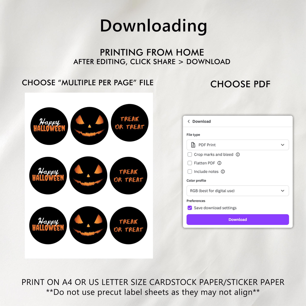 Editable Halloween Pumpkin Face Party Cupcake Toppers | Printable Cake Toppers | Instant Download Template