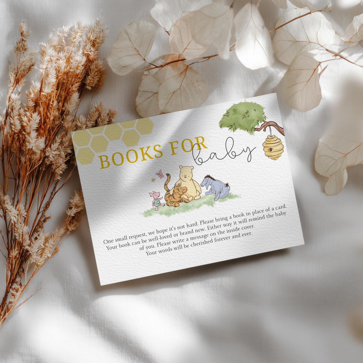 Winnie the Pooh Books For Baby Printable, Baby Shower Book Request Cards
