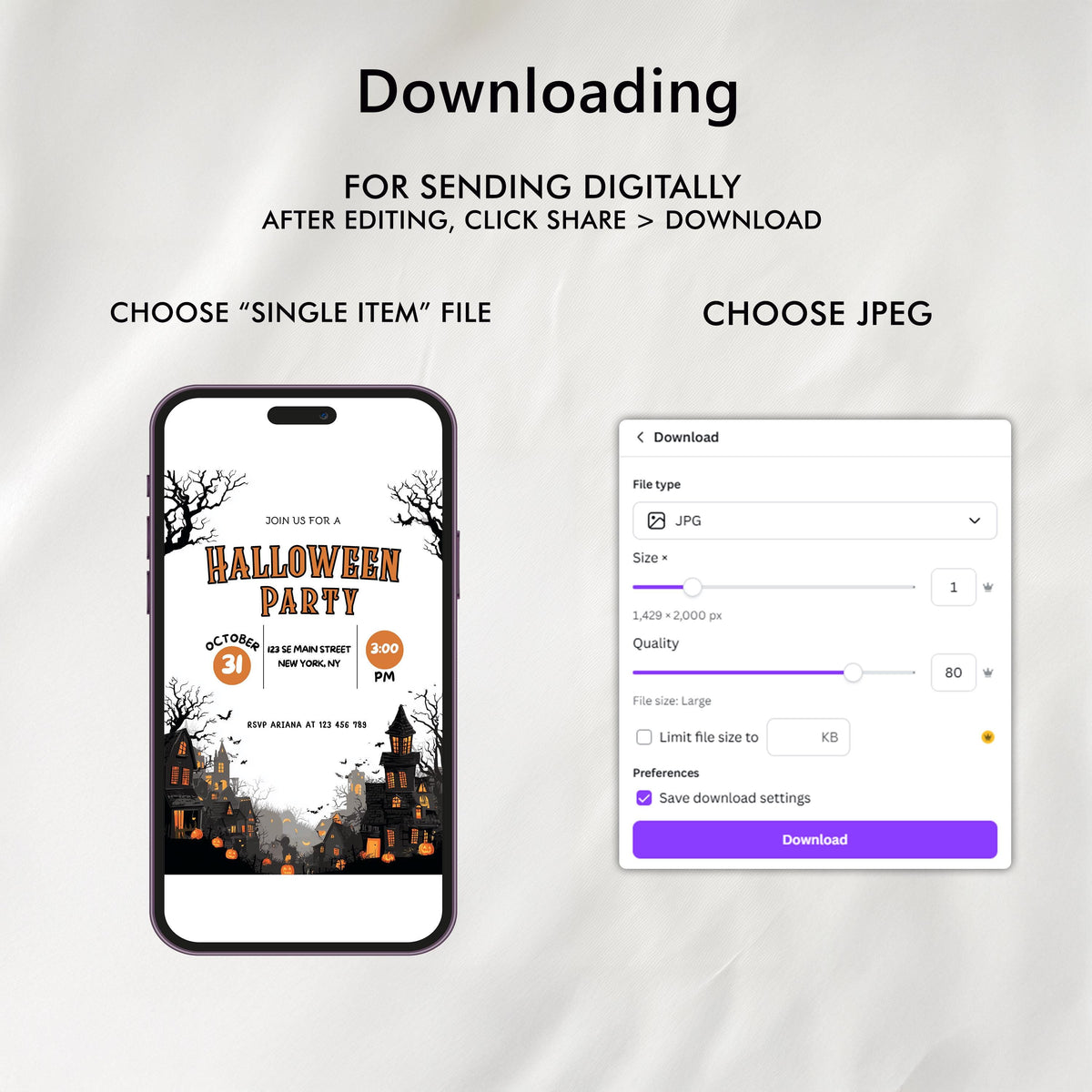 Editable Halloween Party Invitation - Instant Download