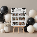 Black Bow Minimalist 1st Birthday Milestone Sign, Black Ribbon, Coquette, Gender neutral, 9174