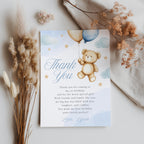 Beary First Thank You Card Template, Teddy Bear Printable Thank You Card