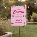 Hot Pink Doll Summer Birthday Welcome Sign, Pink Pool Party Birthday sign, Editable Template, Theme Party decorations Instant download