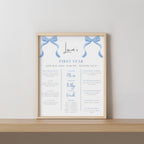 Blue bow Birthday Milestone Sign, Blue bow 1st Birthday Milestone Board, Blue Ribbon Milestone Poster Printable, Baby First Year