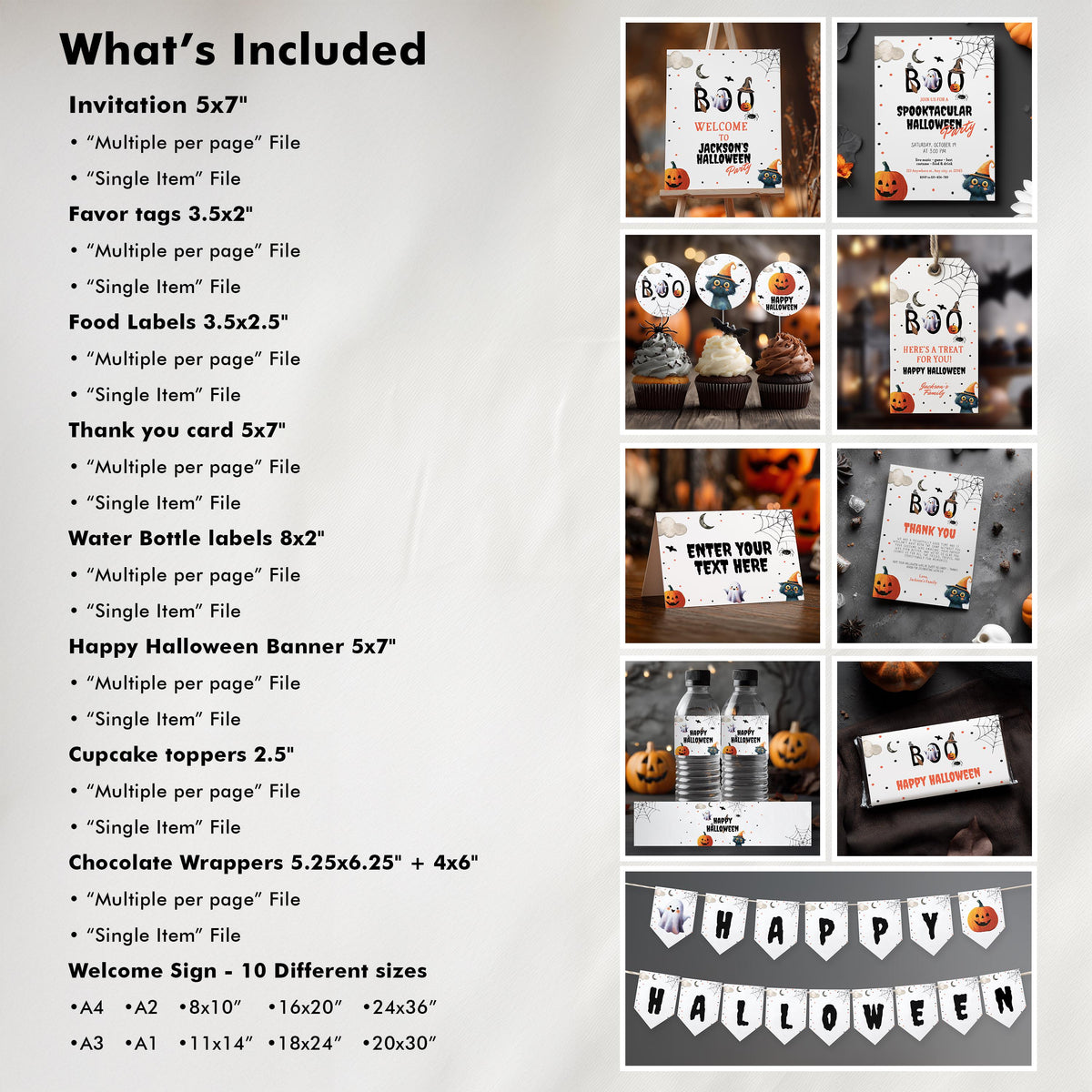 Halloween Party Bundle Decoration, Halloween Printable Template Download