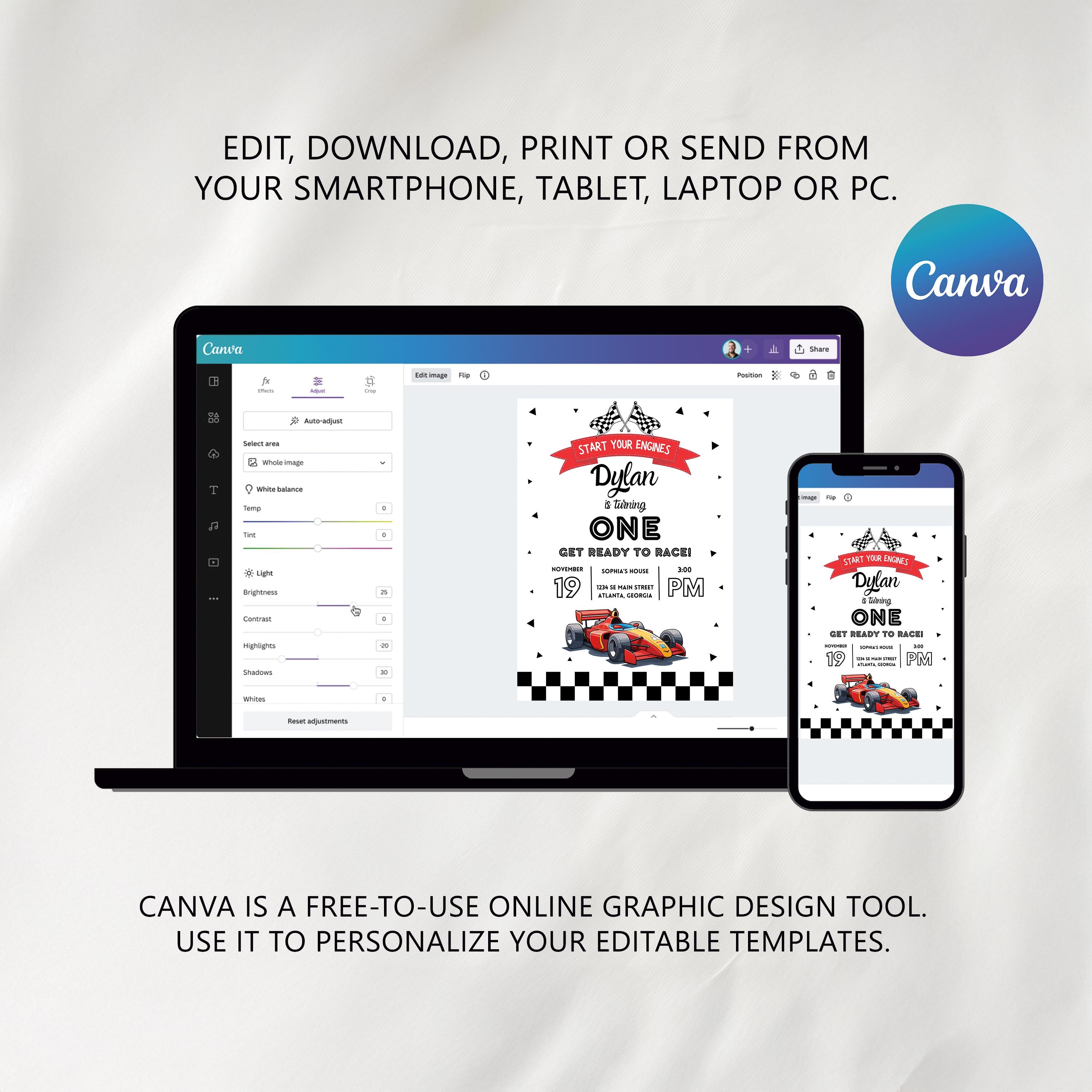 RACING CAR Editable Birthday Favor tags, Racing Car Birthday Thank you tags, Fast Car Template Instant Download 5987