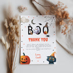 Editable Thanks Boo Halloween Thank You Card Note Ghost Pumpkin Birthday Boy Birthday Digital Download Template Printable