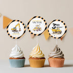 Editable Construction Birthday Cupcake toppers, Construction Party Cake Dump Truck Party Template printable Instant Digital download 9152