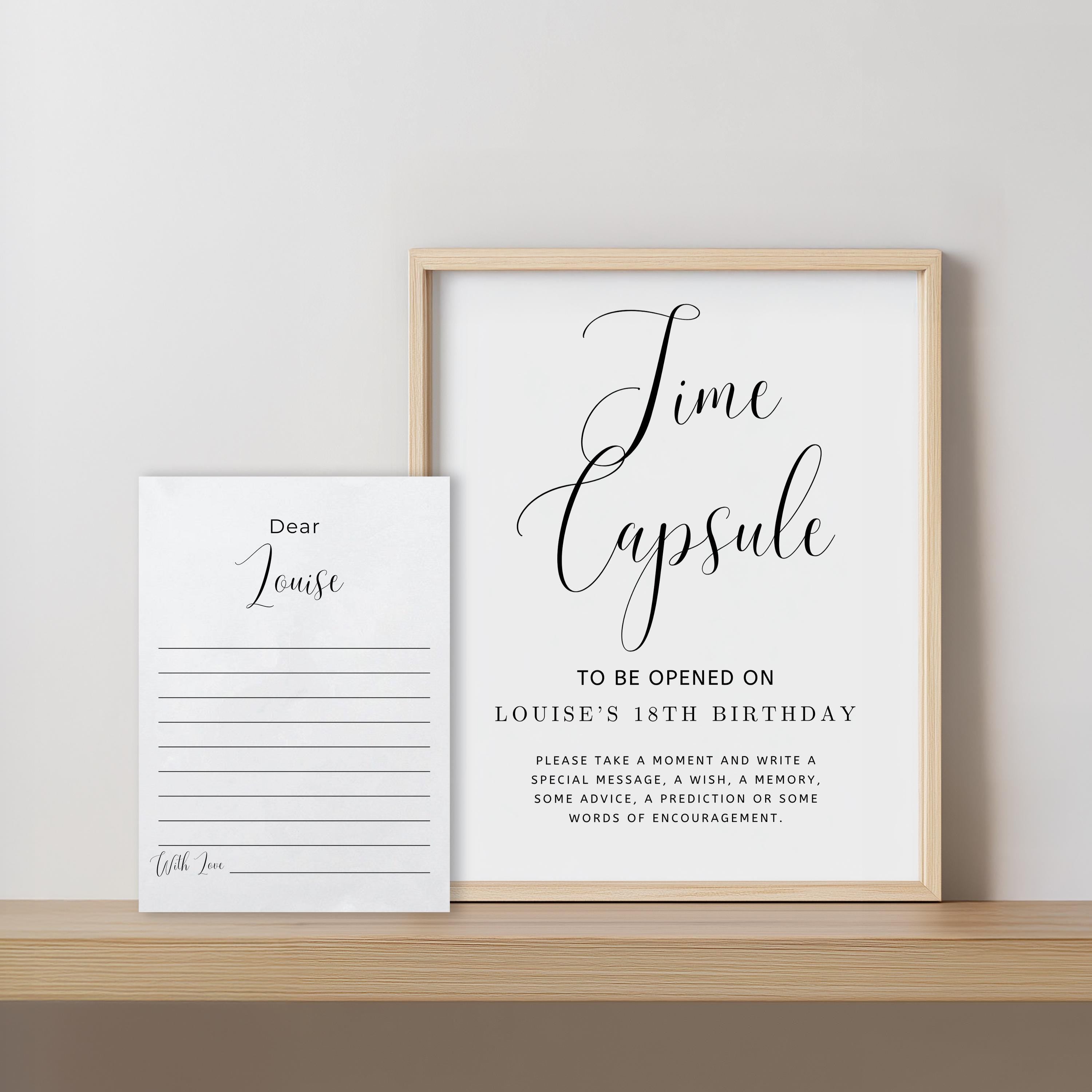 Minimalist Modern First Birthday Time Capsule Sign, Gender neutral 9175