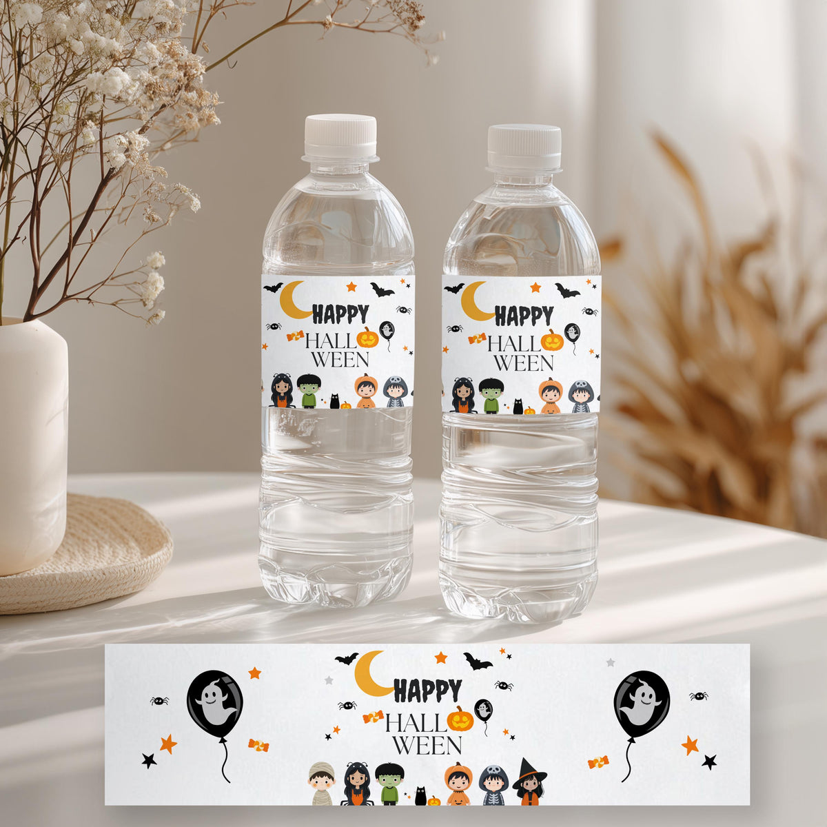 Editable Halloween Party Water Bottle Labels, Halloween Costume Party Water Bottle, Digital Download Template Printable