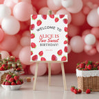 Two Sweet Welcome Sign, Strawberry 2nd Birthday Sign