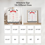 Red Car First Birthday Milestone Sign, Racing Cars 1st Birthday Milestone Board, Milestone Poster Printable, Baby First Year 5987