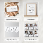 Minimalist Modern First Birthday Bundle, 1st Birthday Party Set, Gender neutral Decorations, 9175