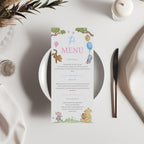 Winnie the Pooh Gender Reveal Menu Template, Baby Shower Printable Editable