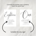 18th Minimalist Modern Birthday Invitation, Eighteenth Party Invite, 9178