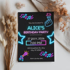 Editable Music Neon K-Pop Birthday Invitations, Music Neon KPop Invite, Korean Pop Theme Birthday Invitation Template, INSTANT DOWNLOAD