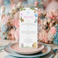 Winnie the Pooh Gender Reveal Menu Template, Baby Shower Printable Editable