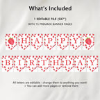 Strawberry Birthday Banner, Berry First Happy Birthday Printable Banners