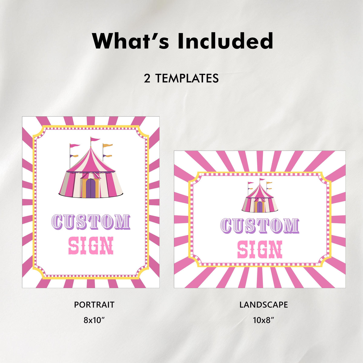 Pink Circus Custom Sign,  Birthday 8x10 Custom Signs
