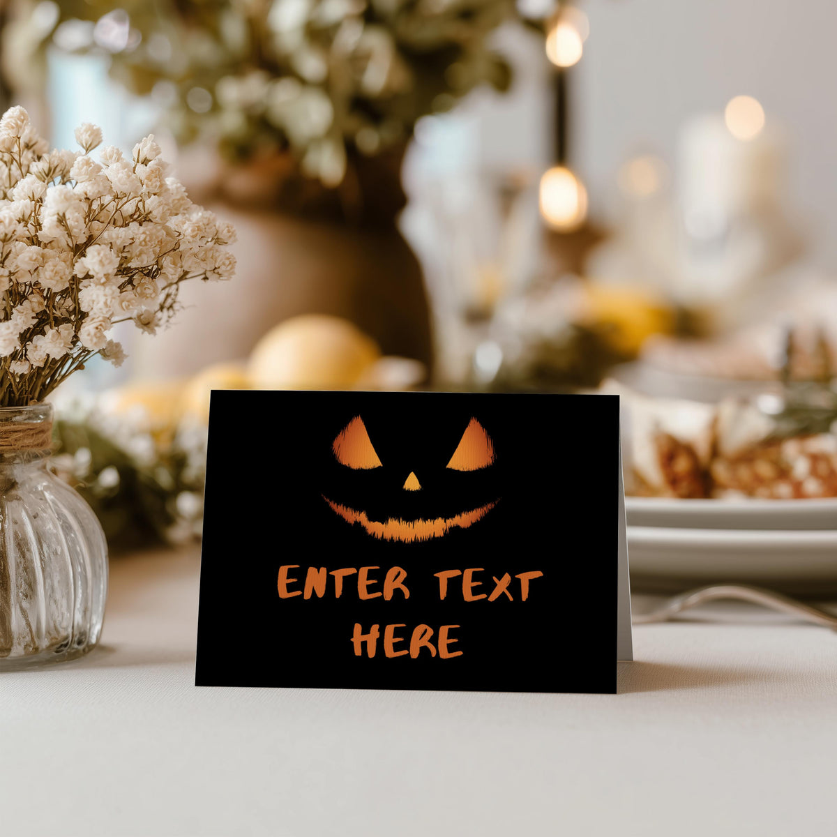Editable Halloween Pumpkin Face Party Food Tags | Halloween Buffet Labels | Halloween Party Tent Cards | Instant Download