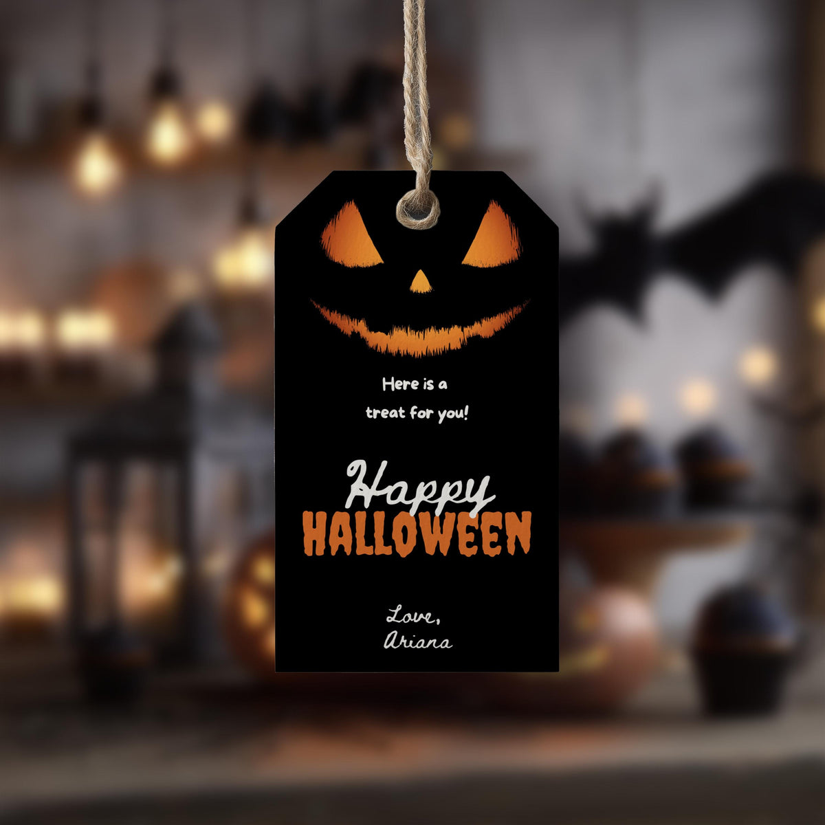 Halloween Pumpkin Face Party Favor Tags – Editable Template | Instant Download