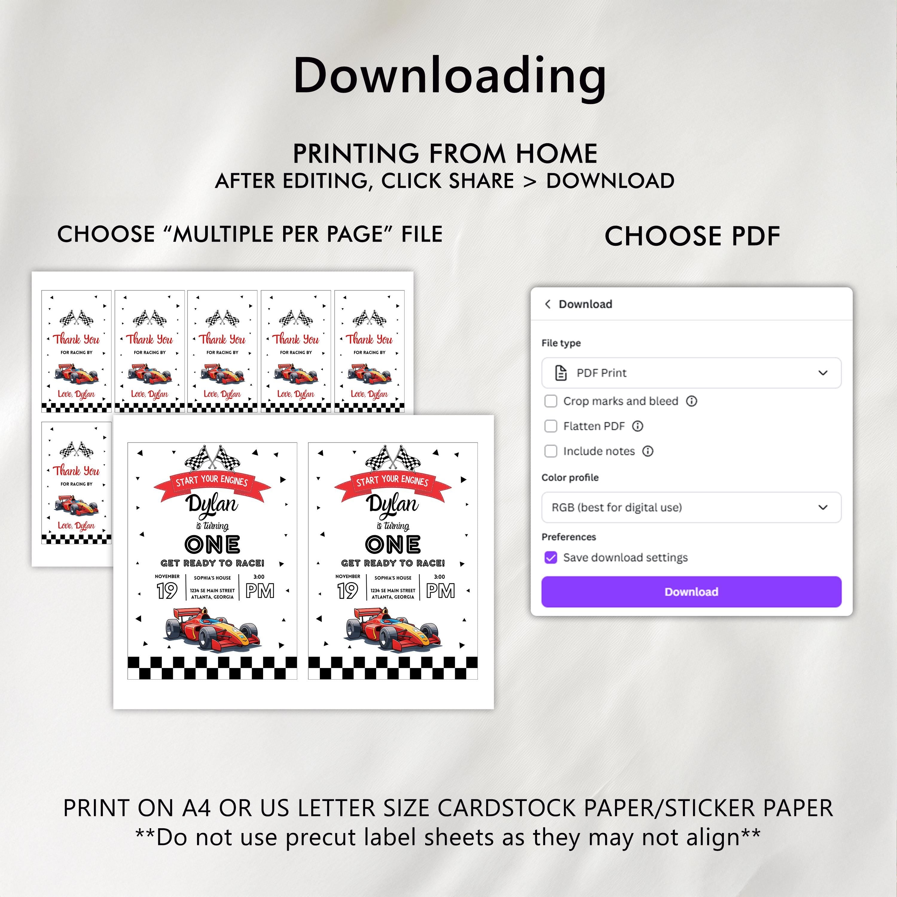 Racing Car Birthday Invitation Template, Fast Car Birthday Invite, Fast One Birthday Invitation Template 5987