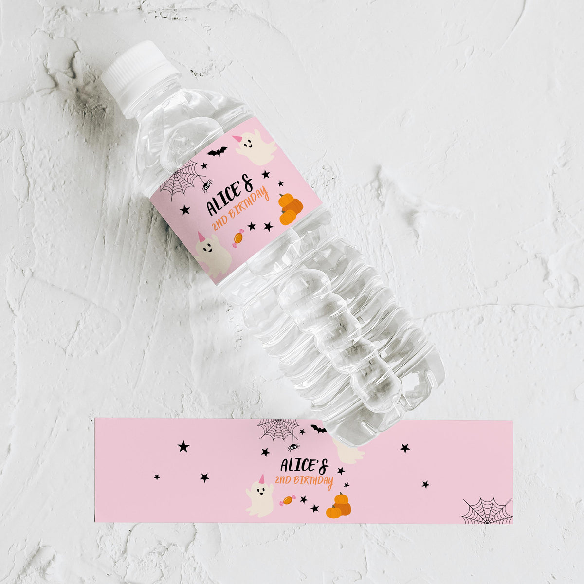 Pink Ghost Birthday Water Bottle Labels: Halloween Party Decor (Printable Download) 9162