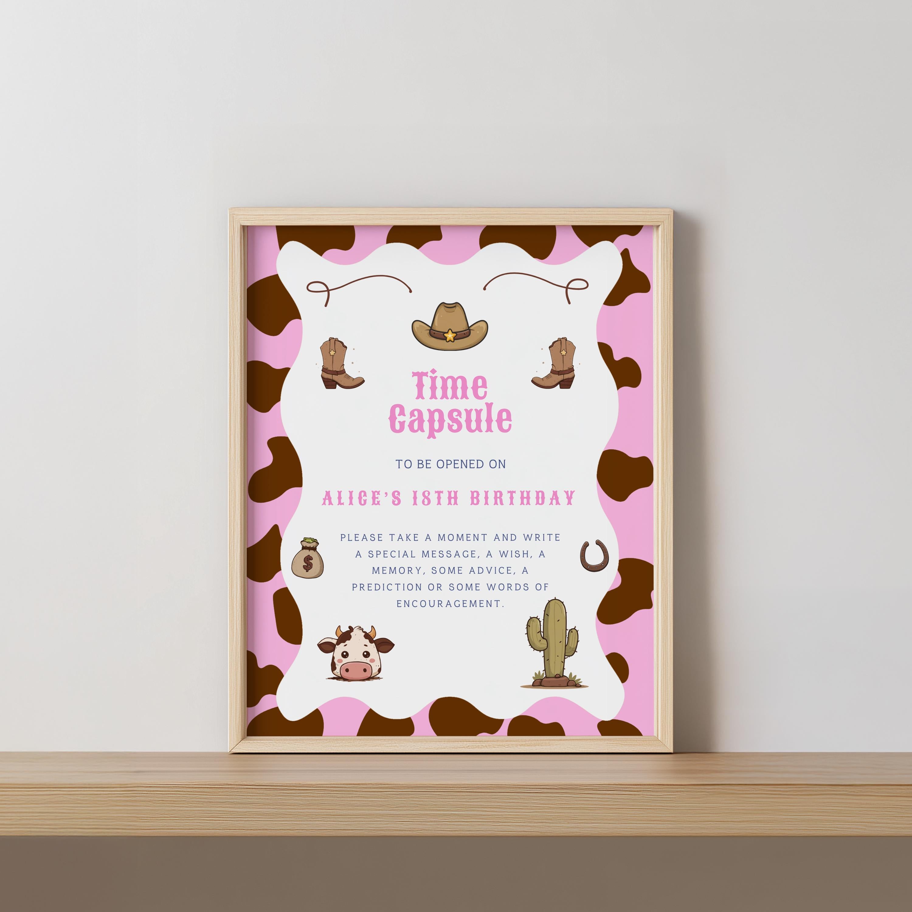 Cowgirl First Rodeo Time Capsule Sign, Cowgirl First Rodeo 1st Birthday Time Capsule, Cowgirl 1st Birthday Decorations 8538