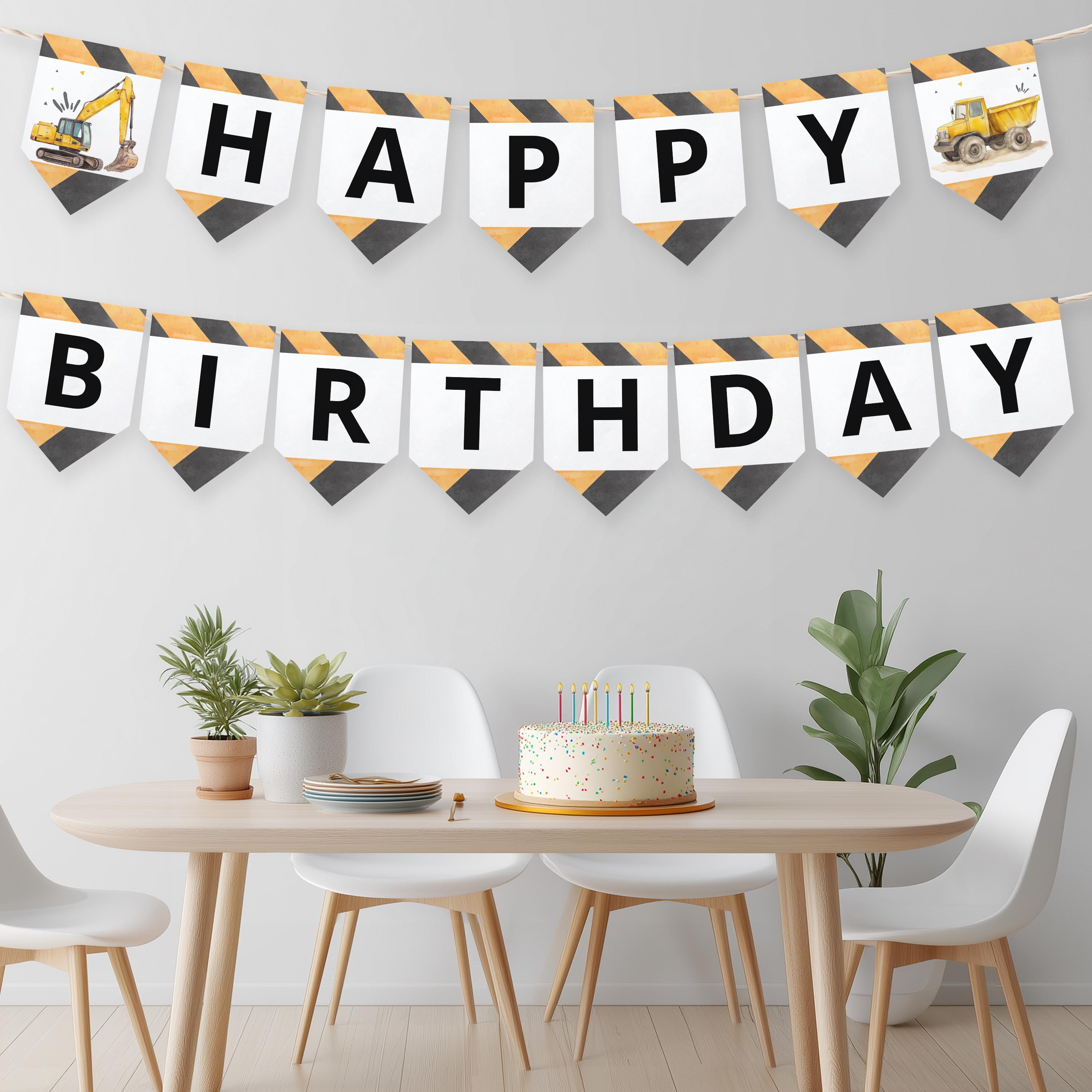 EDITABLE Construction Banner Birthday, Dump Truck Party Printable banner Birthday Templates Instant download 9152